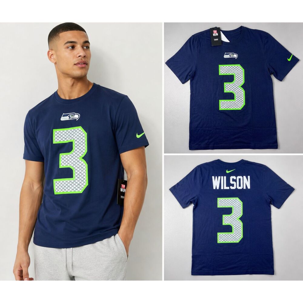 Nike Russell Wilson Seahawks #3 T-Shirt Men’s M Navy NWT NFLPA The Nike Tee